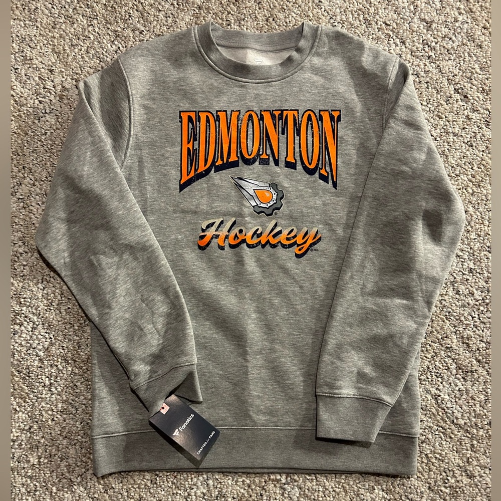 New Edmonton Oilers Reverse Retro Grey Fanatics Sweatshirt - Adult Size L - NWT